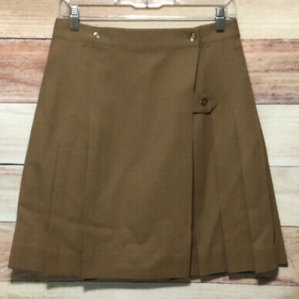 Girls Wrap Skirt Size 16 Tan Pleated 1 Pocket New
